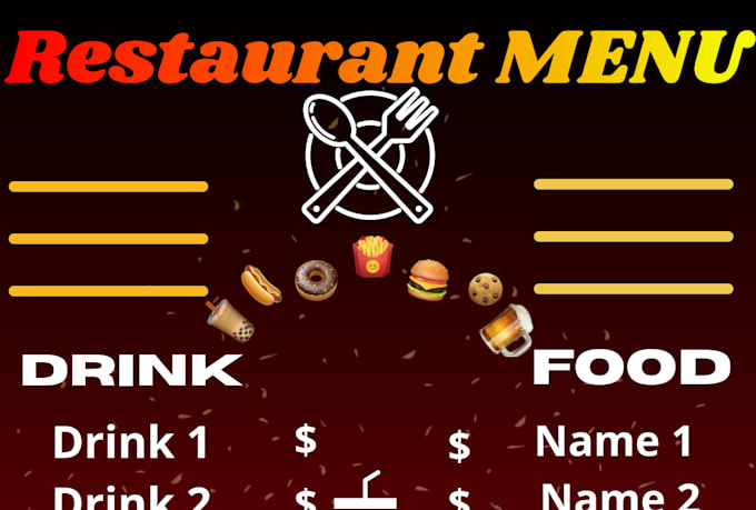 create a modern restaurant menu for you